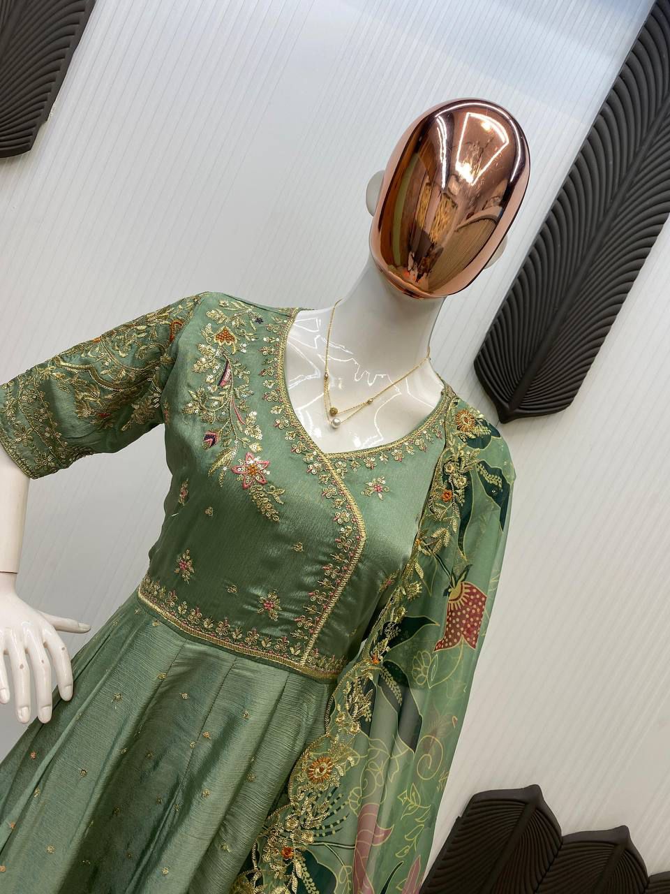 Exclusive 2 Piece Gown With Dupatta In Sequence Embroidery Work