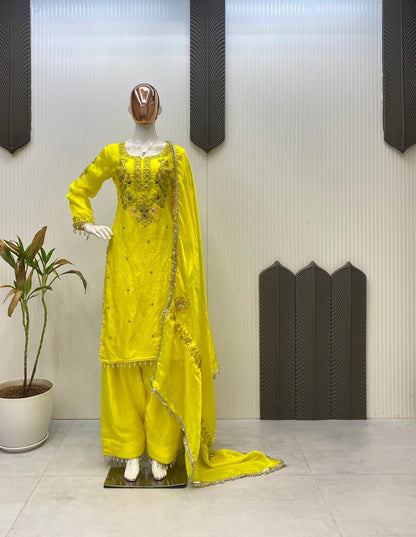 Exclusive Designer Sequance Embroidery Work Farsi Salwaar Suit With Dupatta