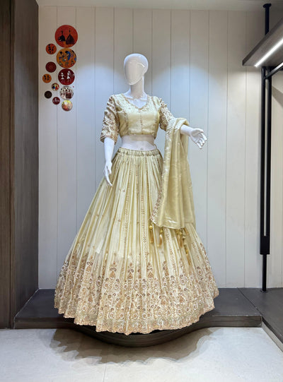 Pure Simmer Tissue Silk Fabric Fabric And Canvas Work Lehenga Choli