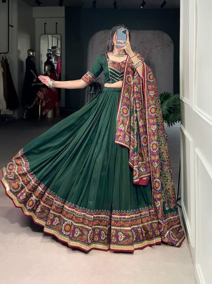 DesignerChaniya Choli for Navratri Patola Lehenga 3 pc Readymade garba Lehenga Festival outfit Gamthi Work Garba Night lehenga ready to wear