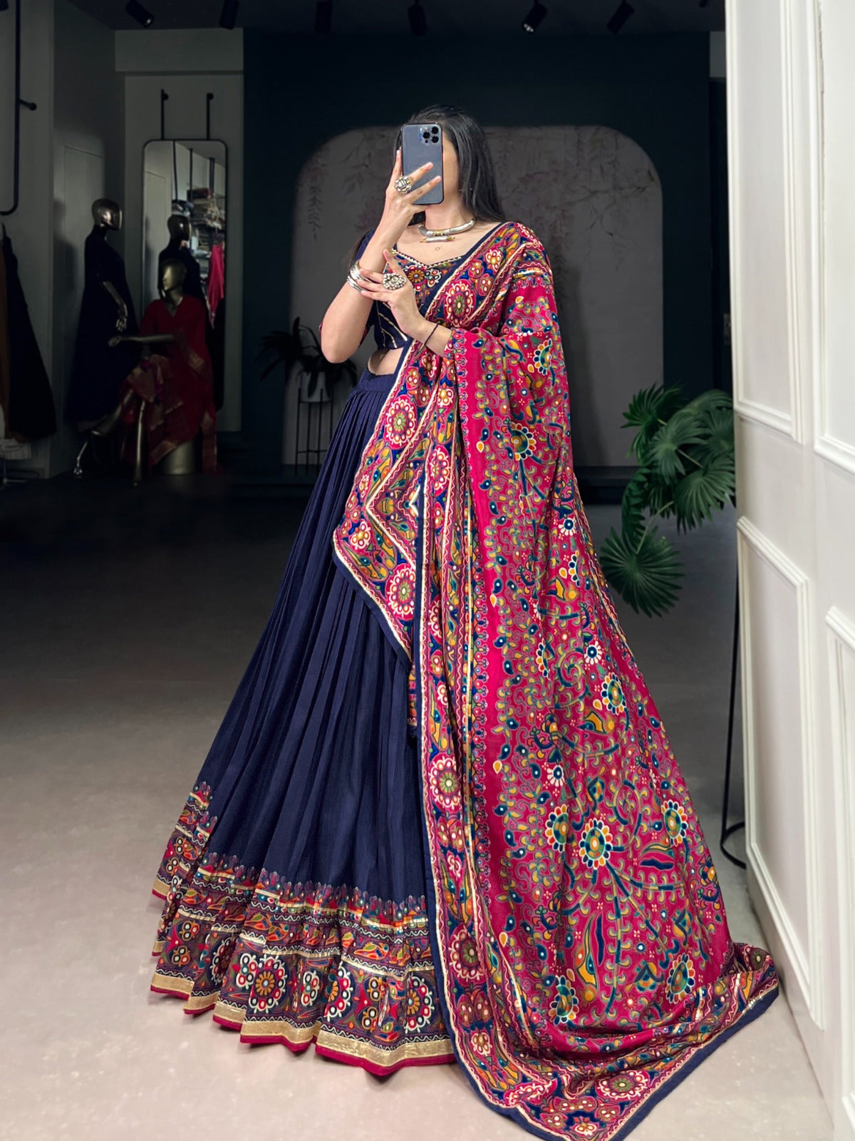 DesignerChaniya Choli for Navratri Patola Lehenga 3 pc Readymade garba Lehenga Festival outfit Gamthi Work Garba Night lehenga ready to wear