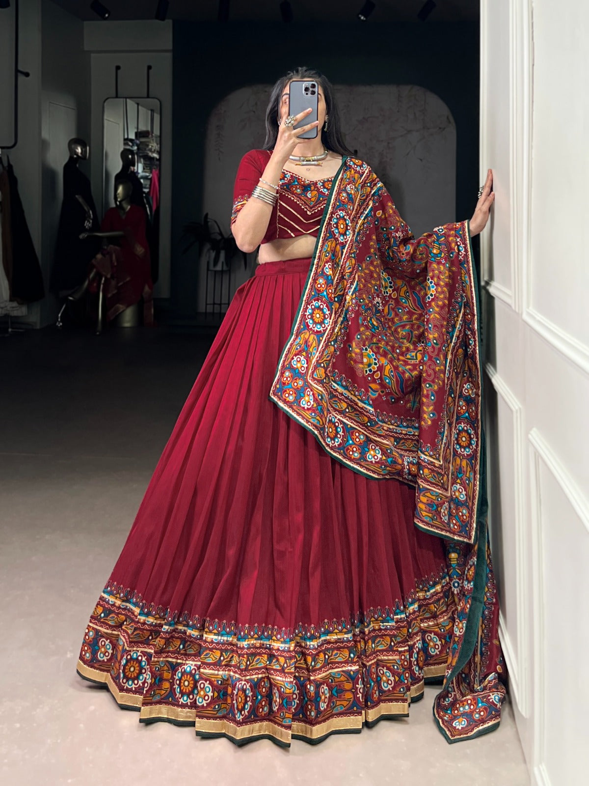 DesignerChaniya Choli for Navratri Patola Lehenga 3 pc Readymade garba Lehenga Festival outfit Gamthi Work Garba Night lehenga ready to wear