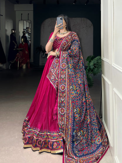 DesignerChaniya Choli for Navratri Patola Lehenga 3 pc Readymade garba Lehenga Festival outfit Gamthi Work Garba Night lehenga ready to wear