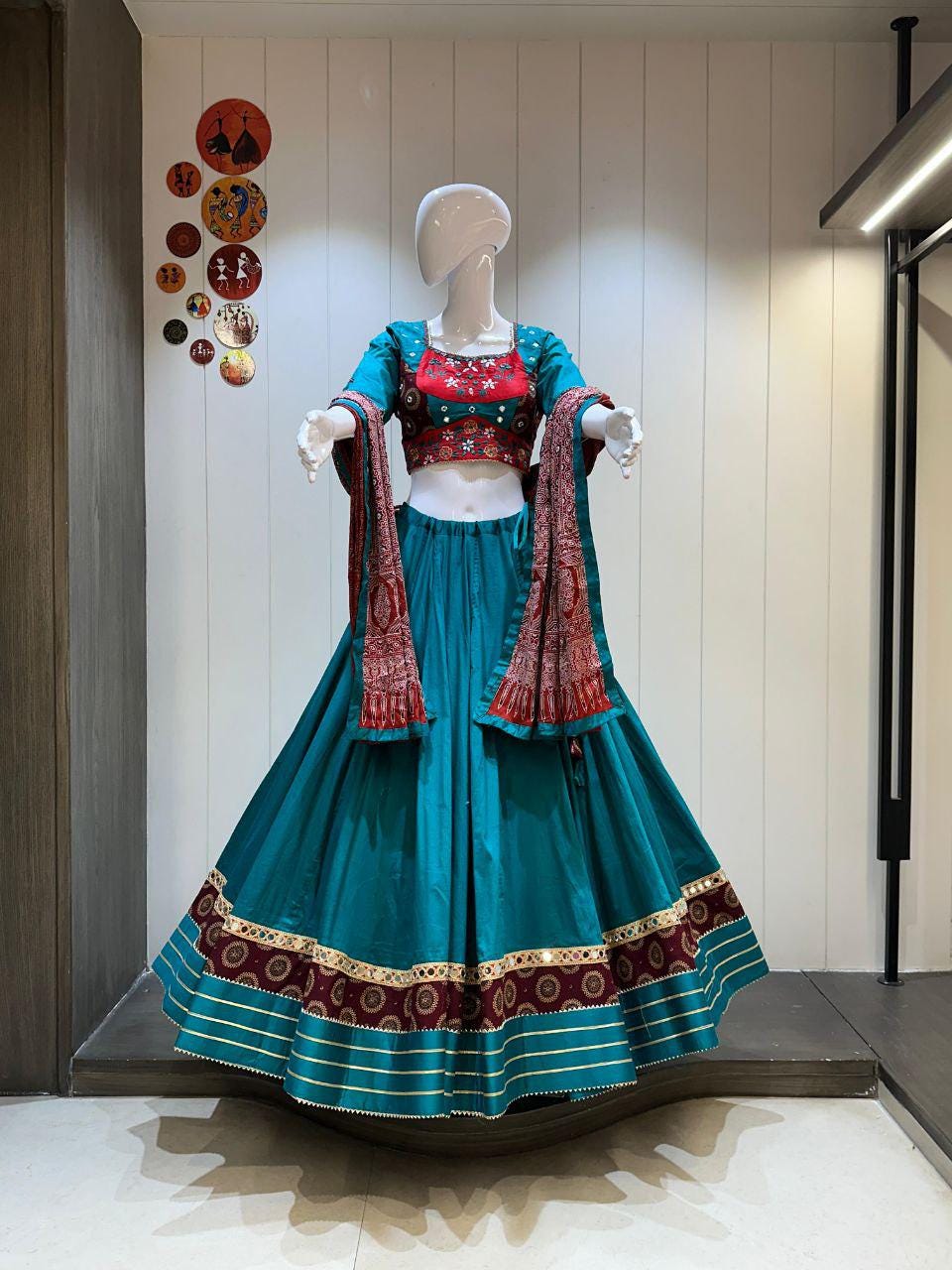 Pure Camric Cotton Print Base With Patching Work Dupatta With Designer Blouse