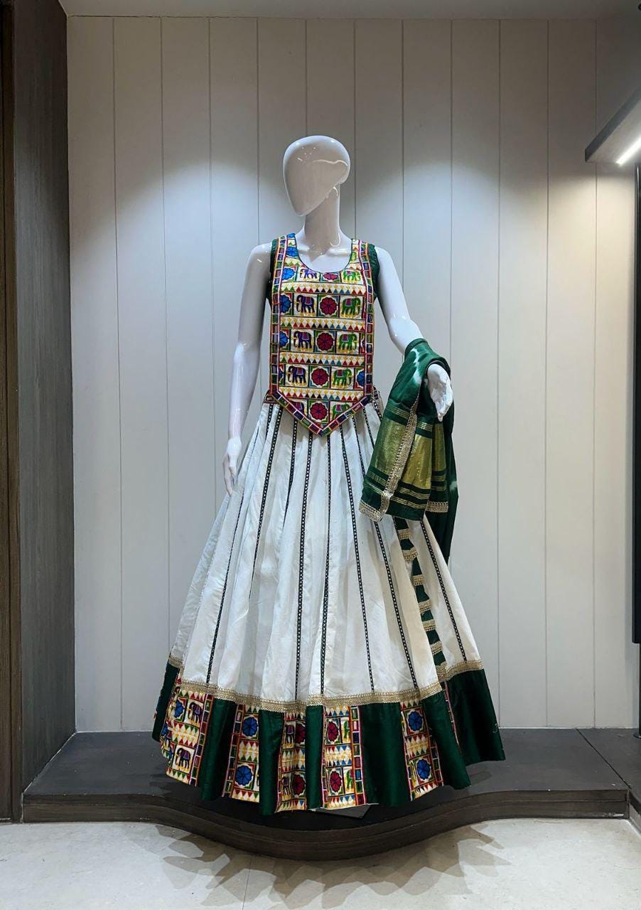 Designer Chaniya Choli for Navratri Patola Lehenga Festival outfit Gamthi Work Garba Night