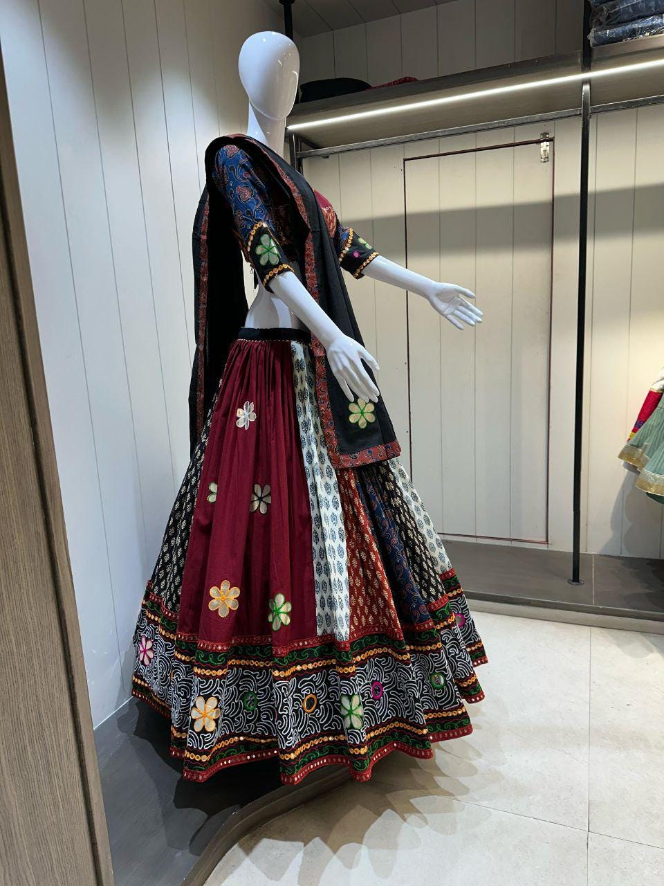 Designer Chaniya Choli for Navratri Patola Lehenga Festival outfit Gamthi Work Garba Night