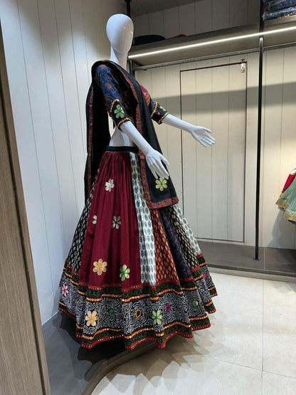 Designer Chaniya Choli for Navratri Patola Lehenga Festival outfit Gamthi Work Garba Night