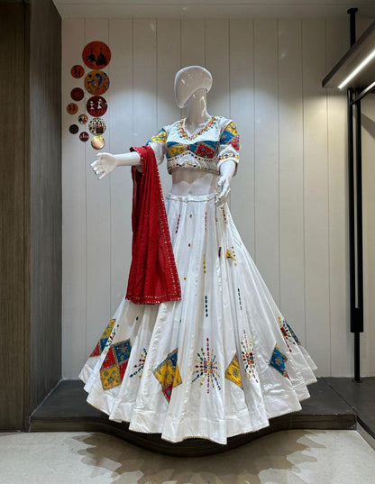 Black Colour Pure Jaam Cotton Heavy Quality Fabric Navratri Patola Lehenga Festival