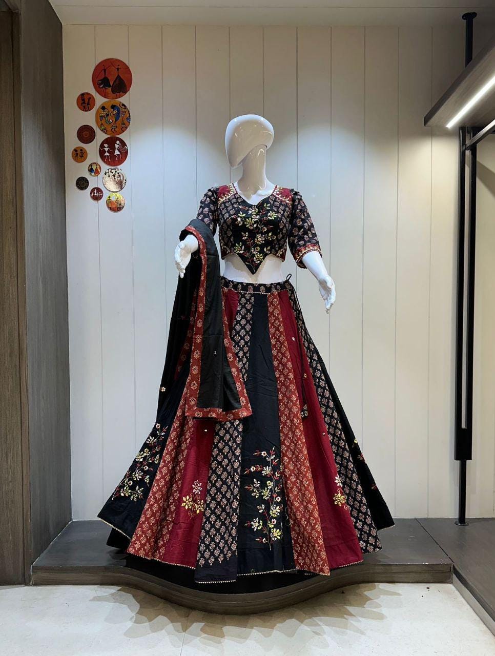 Cotton Print Base With Patching Work Dupatta With Designer Blouse