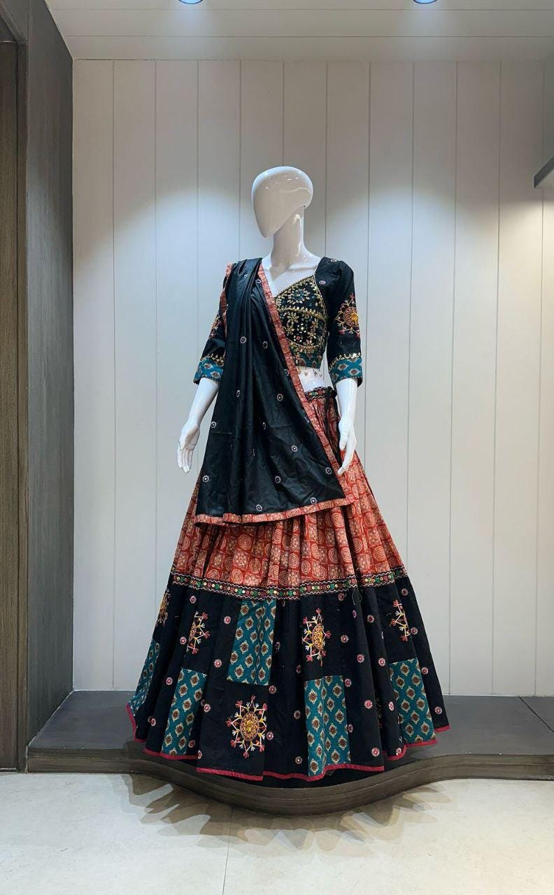 Designer Chaniya Choli for Navratri Patola Lehenga Festival outfit Gamthi Work Garba Night