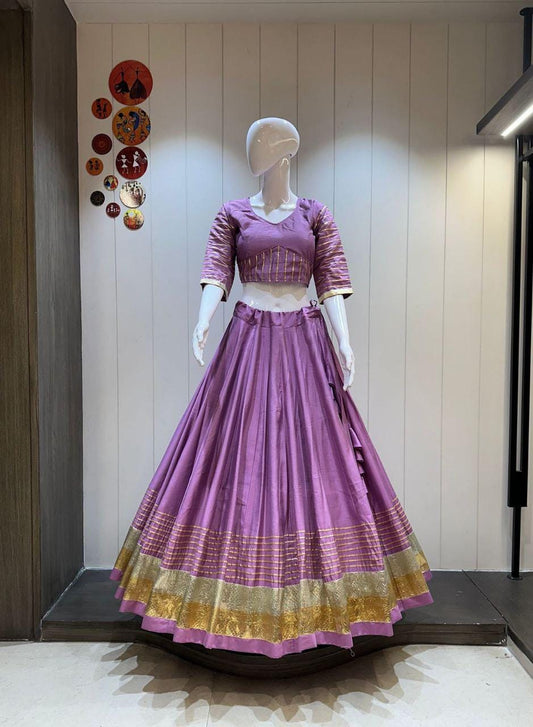 Pure Khadi Cotton Aari Work Chaniya Choli With Work Lace Touch Up