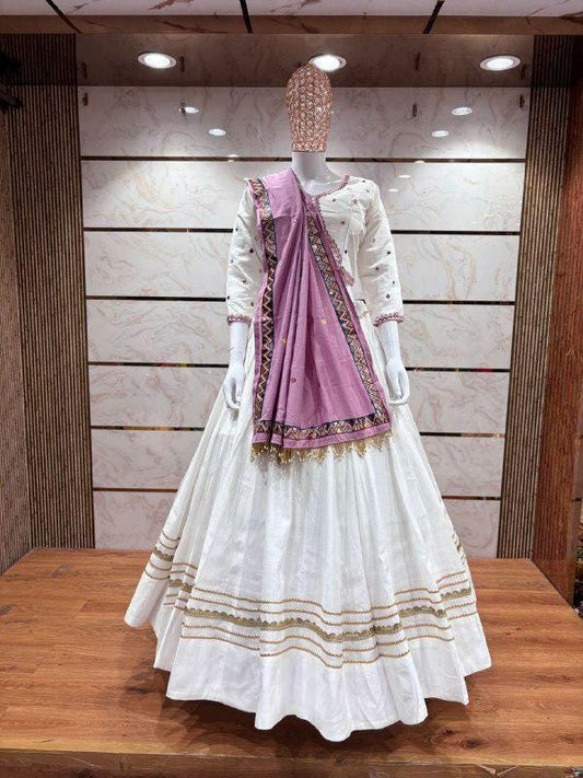 Designer Full Sleeve Heavy Real Mirror Work Base Chaniya Choli With Heavy Latkan Base