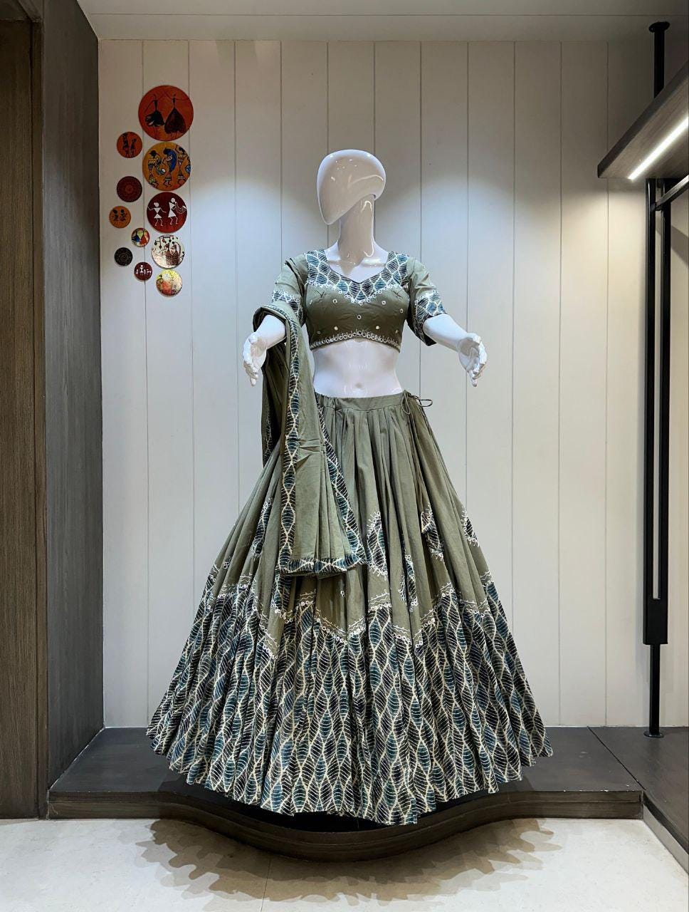 Pure Khadi Cotton Fabric Choli For Navratri Patola Lehenga Festival Outfit Gamthi Work Garba Night