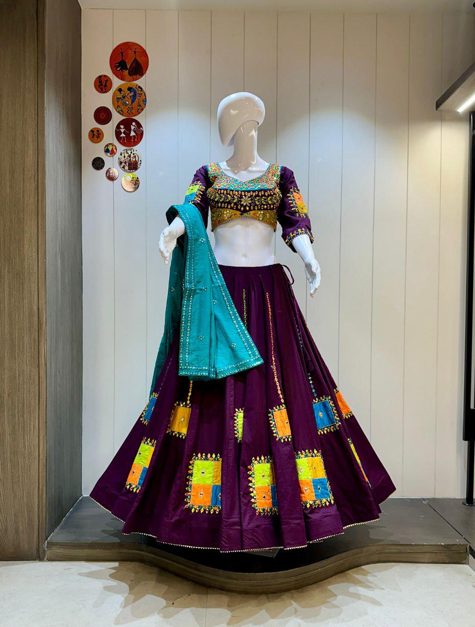 Designer Chaniya Choli for Navratri Patola Lehenga Festival outfit Gamthi Work Garba Night