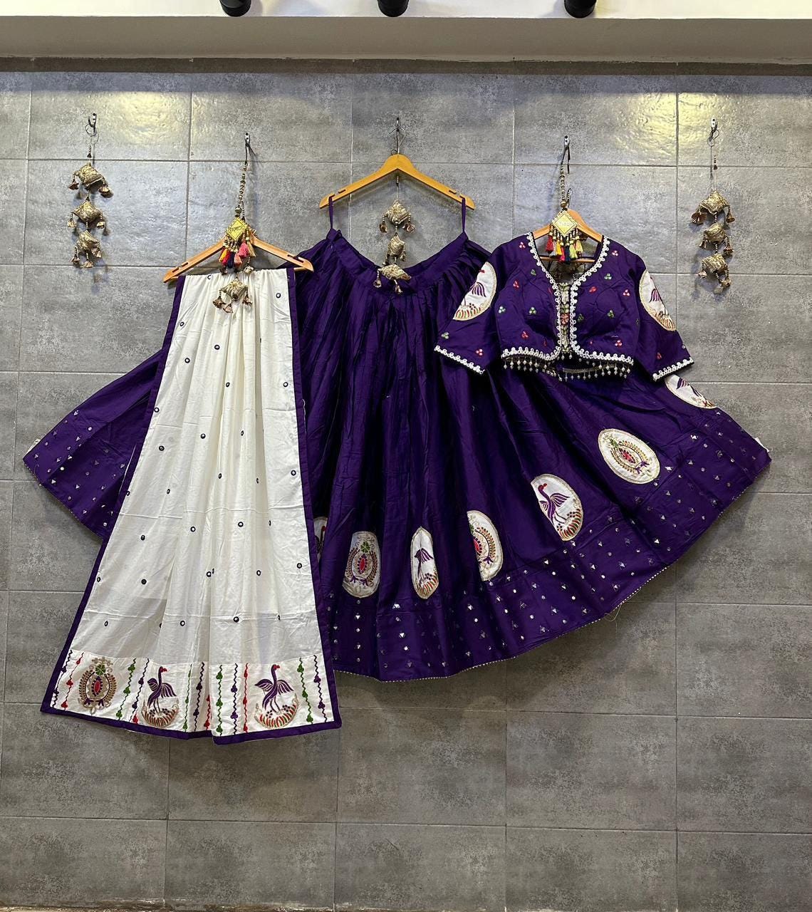 Multi Designer Chaniya Choli for Navratri Patola Lehenga 3 pc Readymade garba Lehenga Festival outfit Gamthi Work Garba Night lehenga