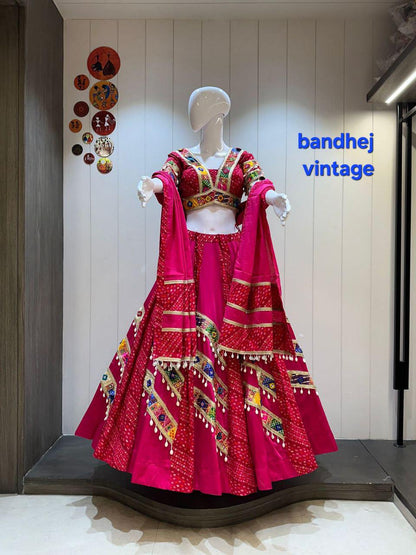 Designer Chaniya Choli for Navratri Patola Lehenga Festival outfit Gamthi Work Garba Night