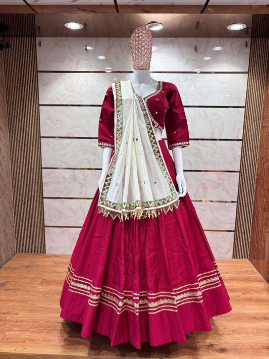 Designer Full Sleeve Heavy Real Mirror Work Base Chaniya Choli With Heavy Latkan Base