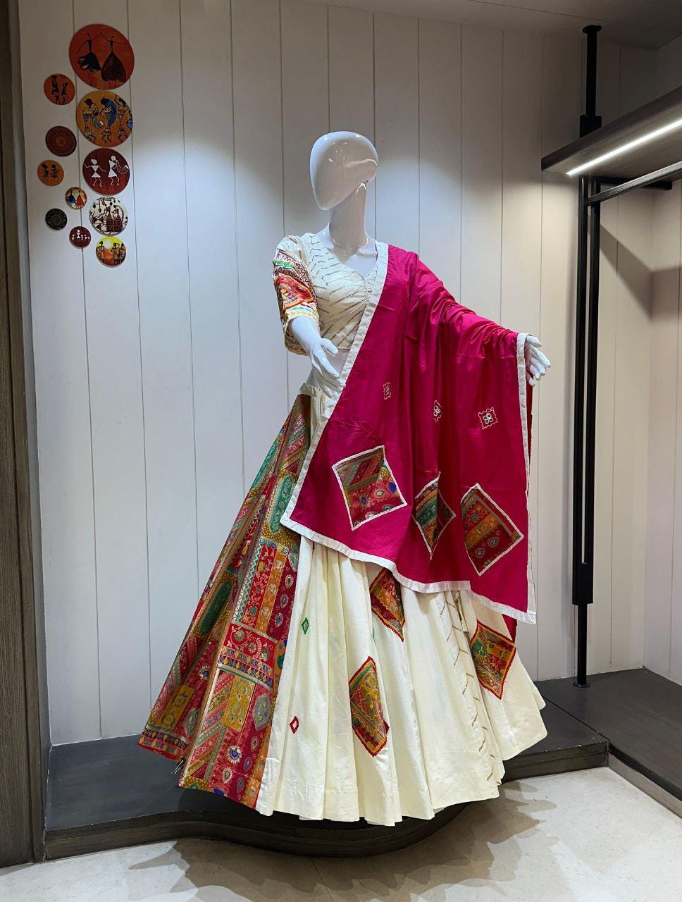 Fancy Banaras Viving Fabric Patch Work Choli For Navratri Patola Lehenga Festival Outfit Gamthi Work Garba Night