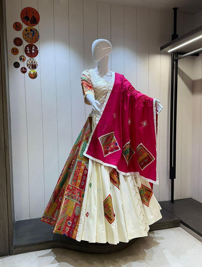 Fancy Banaras Viving Fabric Patch Work Choli For Navratri Patola Lehenga Festival Outfit Gamthi Work Garba Night