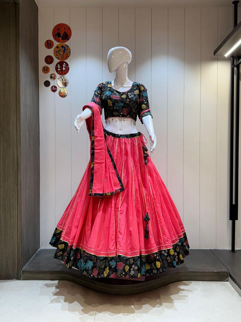 Pure Camric Cotton Print Base With Patching Work Dupatta With Designer Blouse