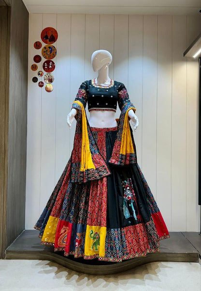 Designer Chaniya Choli for Navratri Patola Lehenga Festival outfit Gamthi Work Garba Night