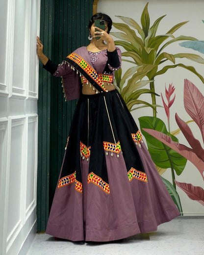 Cotton Print Base Choli For Navratri Patola Lehenga Festival Outfit Gamthi Work Garba Night