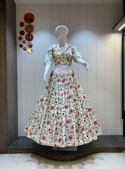 Pure Tissue Silk Handwork Butti Choli For Navratri Patola Lehenga Festival Outfit Gamthi Work Garba Night