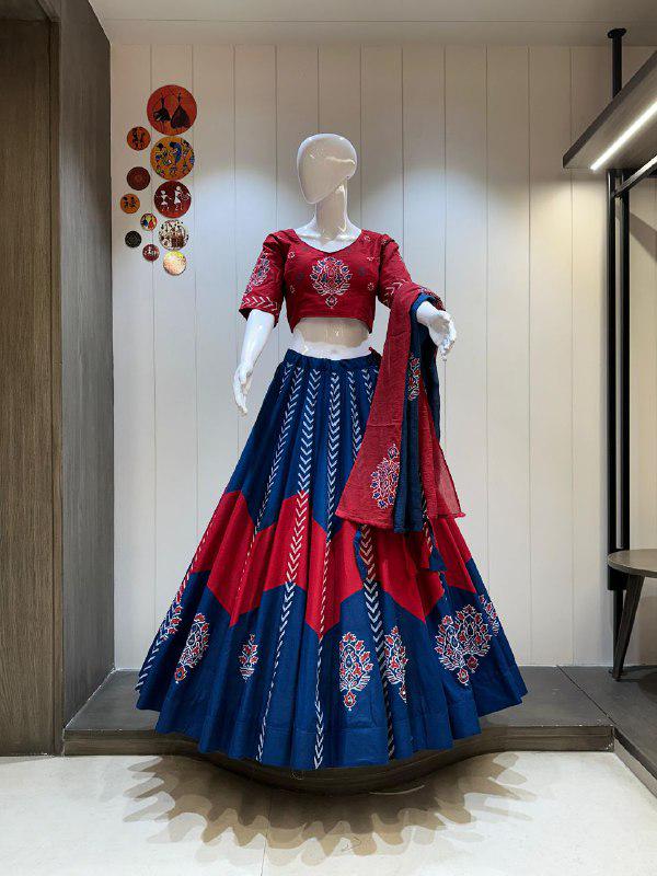 Heavy Flex Cotton Fabric Original Manual Mirror Work In Skirt And Blouse Chaniya Choli