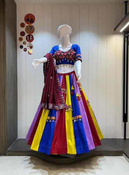 Pure Camric Cotton Print Base With Patching Work Dupatta With Designer Blouse