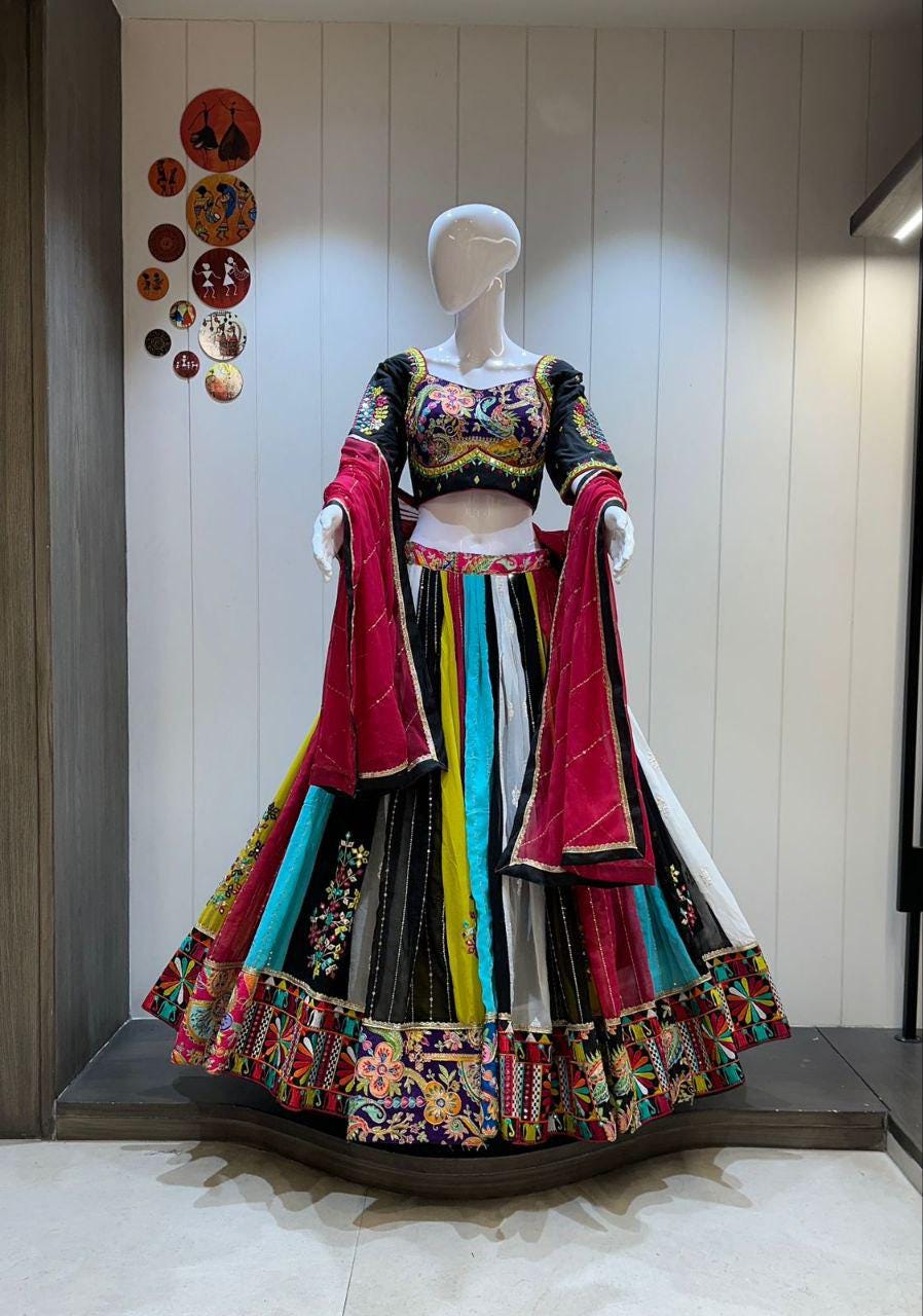 Designer Chaniya Choli for Navratri Patola Lehenga Festival outfit Gamthi Work Garba Night