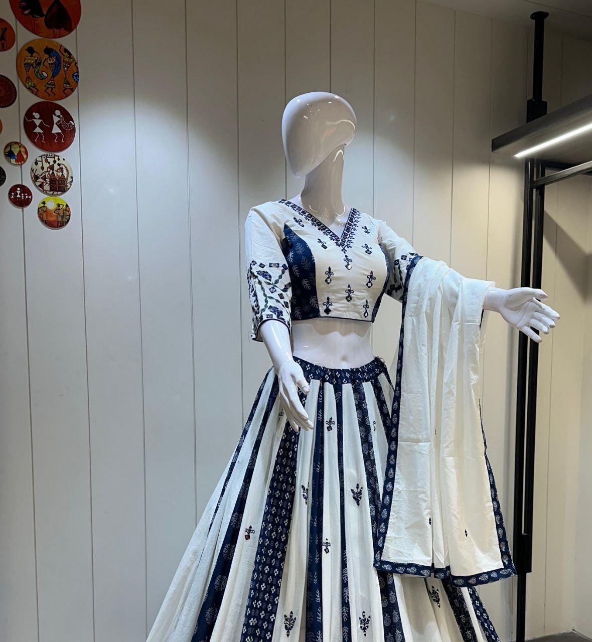 Pure Jaam Cotton And Ajrakh Print Fabric With Patching Work Dupatta Chaniya Choli