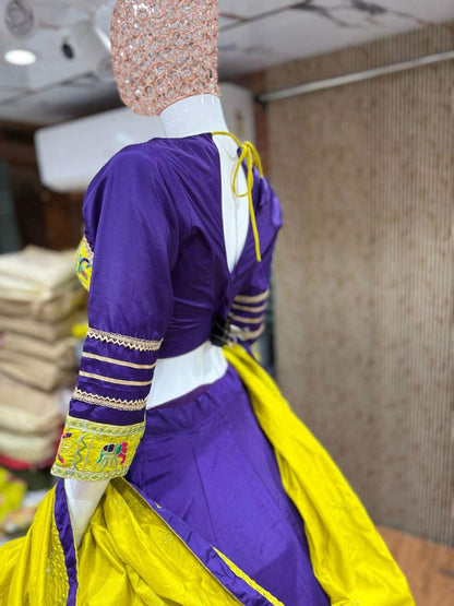 Rasgulla Fabric Cotton Base Skirt With Kampi Border And Multi Work Combination Chaniya Choli