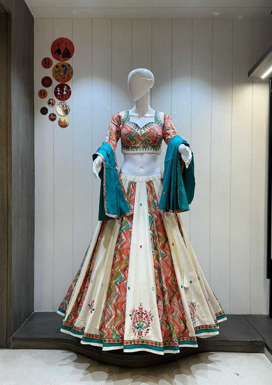 Designer Chaniya Choli for Navratri Patola Lehenga Festival outfit Gamthi Work Garba Night