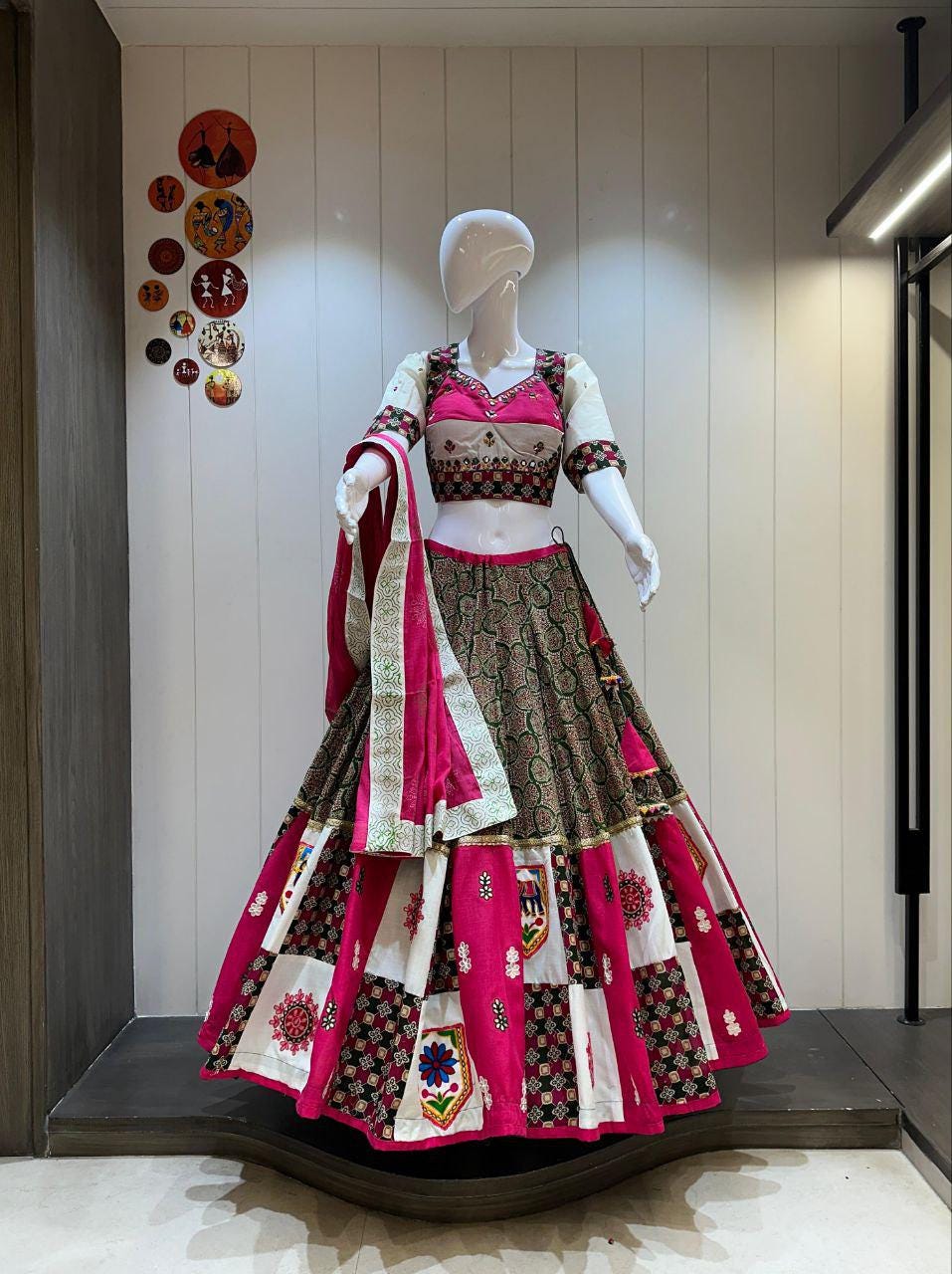 Pure Camric Cotton Fabric Choli For Navratri Patola Lehenga Festival Outfit Gamthi Work Garba Night