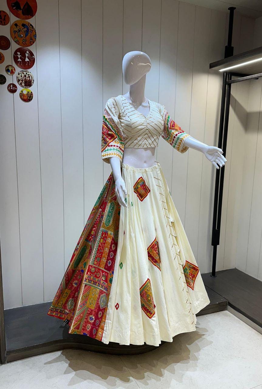 Fancy Banaras Viving Fabric Patch Work Choli For Navratri Patola Lehenga Festival Outfit Gamthi Work Garba Night