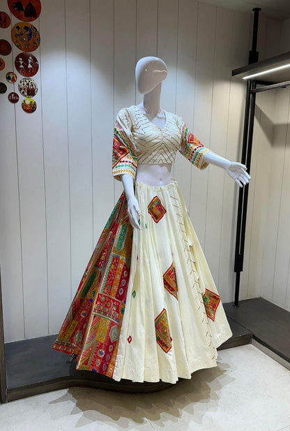 Fancy Banaras Viving Fabric Patch Work Choli For Navratri Patola Lehenga Festival Outfit Gamthi Work Garba Night
