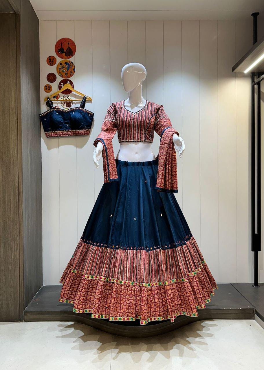 Designer Chaniya Choli for Navratri Patola Lehenga Festival outfit Gamthi Work Garba Night