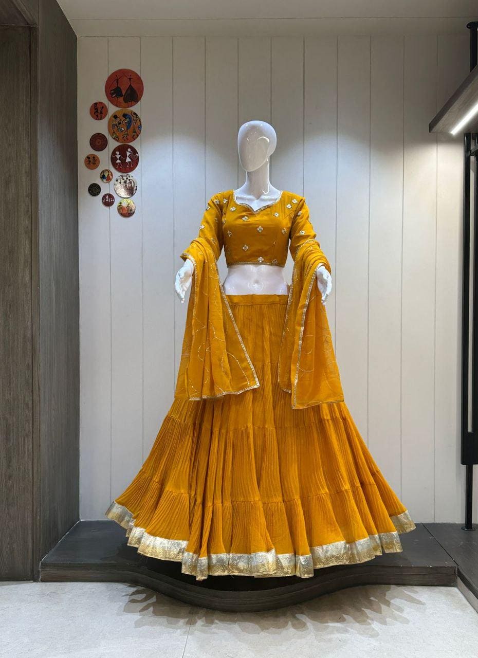 Designer Chaniya Choli for Navratri Patola Lehenga Festival outfit Gamthi Work Garba Night