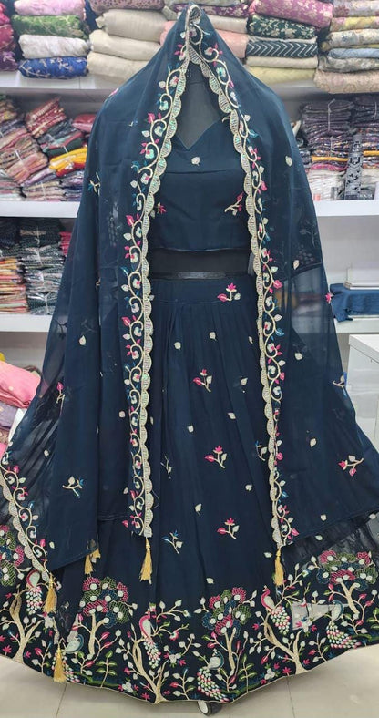 Geroget Chaniya With Multi Rainbow Sequance Work 🔥