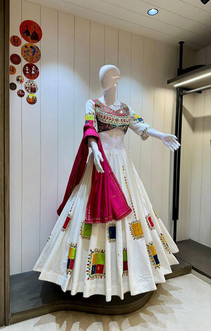 Designer Chaniya Choli for Navratri Patola Lehenga Festival outfit Gamthi Work Garba Night