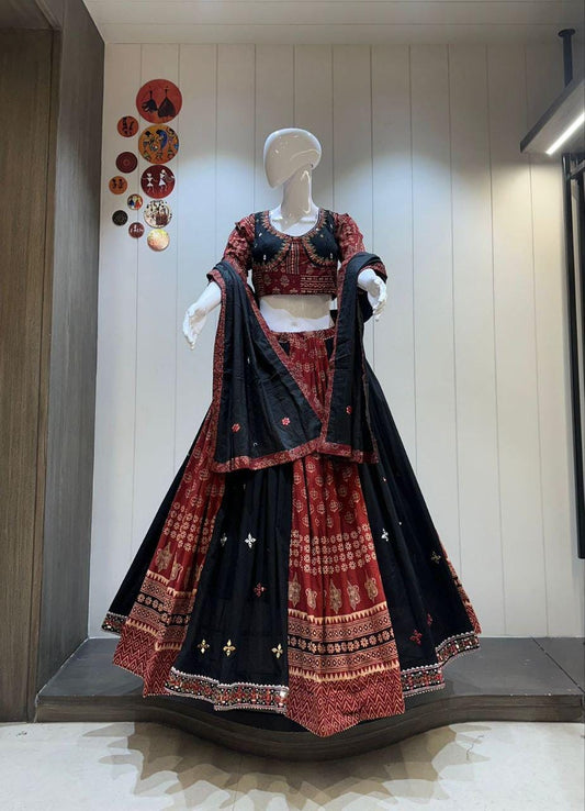 Original Natural Dying Fabric Choli For Navratri Patola Lehenga Festival Outfit Gamthi Work Garba Night