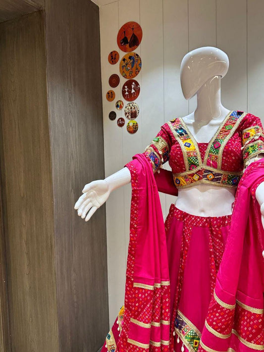 Designer Chaniya Choli for Navratri Patola Lehenga Festival outfit Gamthi Work Garba Night