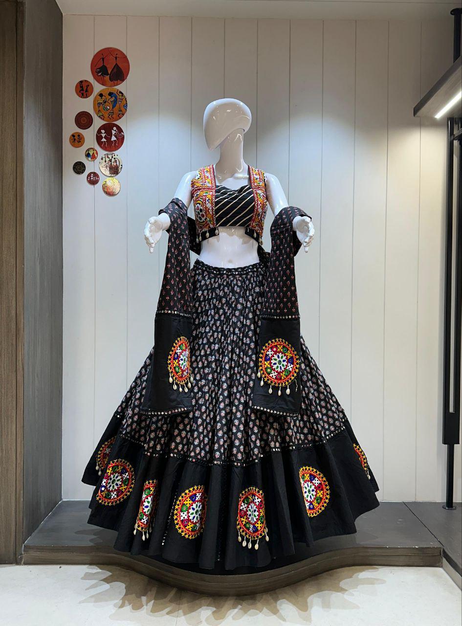 Designer Chaniya Choli for Navratri Patola Lehenga Festival outfit Gamthi Work Garba Night