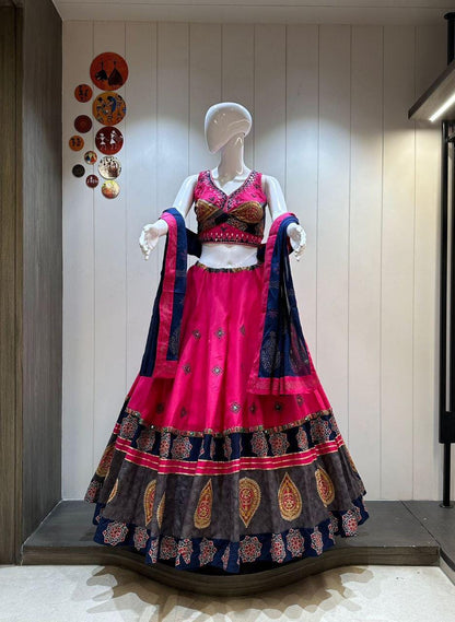 Designer Chaniya Choli for Navratri Patola Lehenga Festival outfit Gamthi Work Garba Night