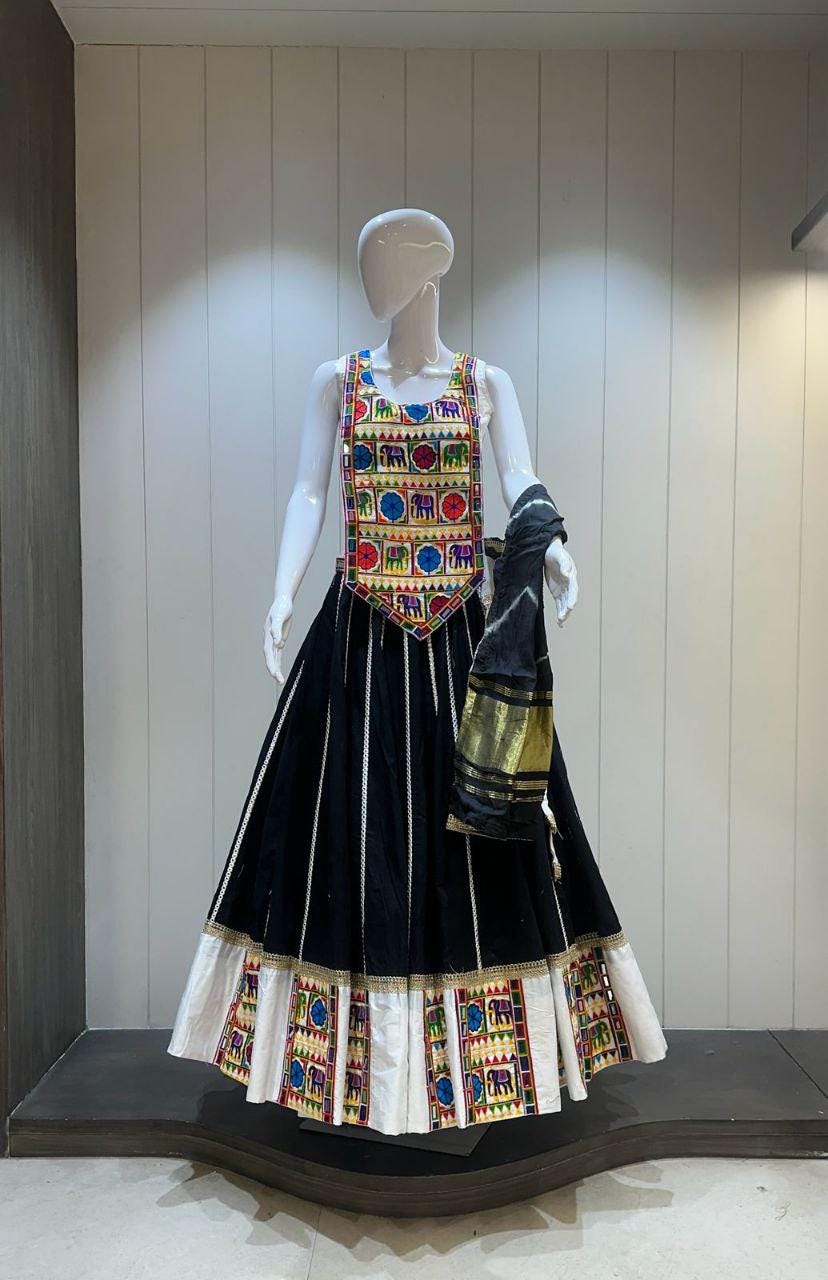 Designer Chaniya Choli for Navratri Patola Lehenga Festival outfit Gamthi Work Garba Night