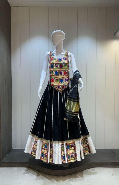 Designer Chaniya Choli for Navratri Patola Lehenga Festival outfit Gamthi Work Garba Night