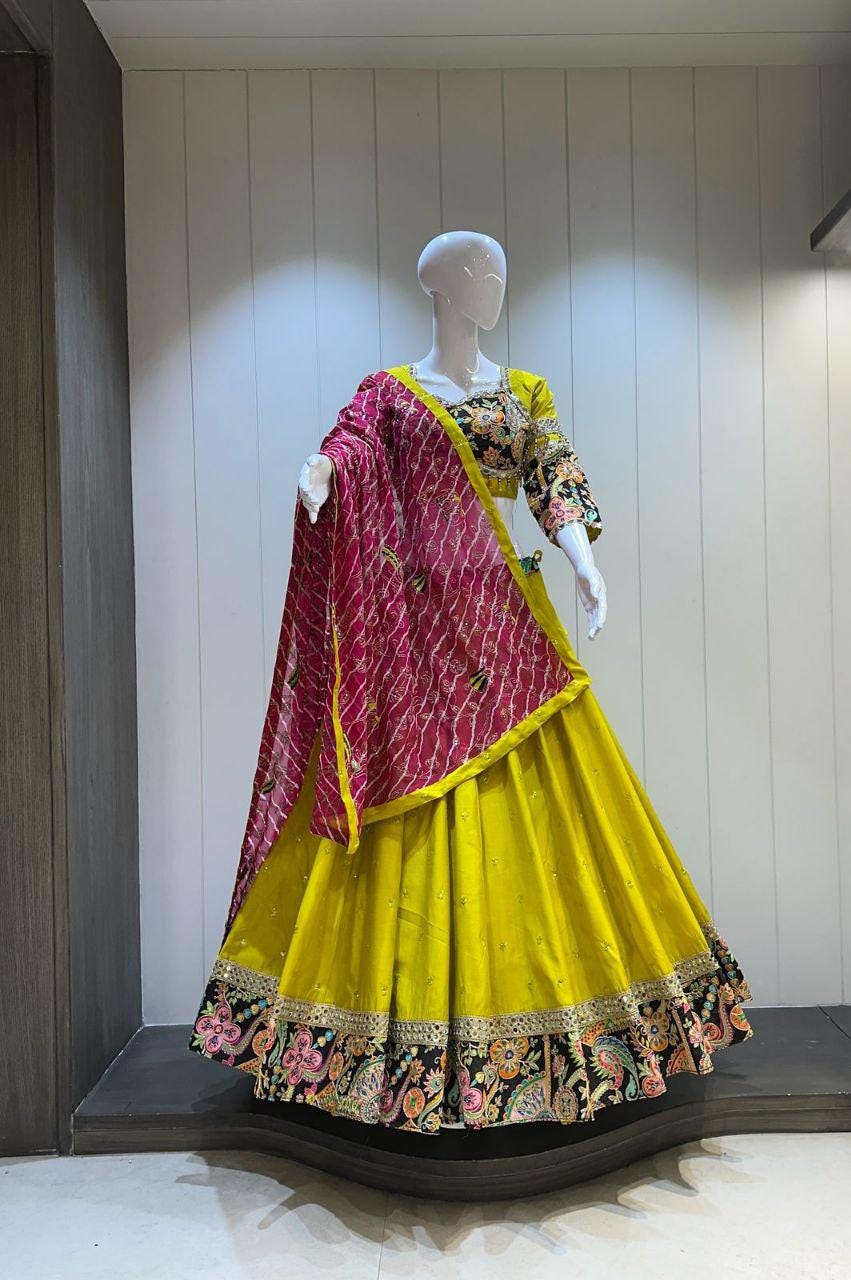 Designer Chaniya Choli for Navratri Patola Lehenga Festival outfit Gamthi Work Garba Night