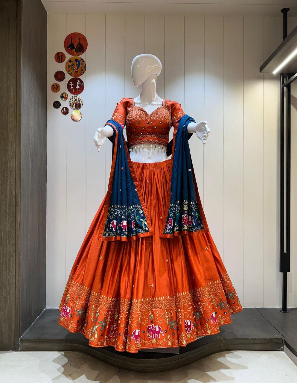 Pure Jaam Cotton Fabric Heavy Aari Work In Chaniya Choli