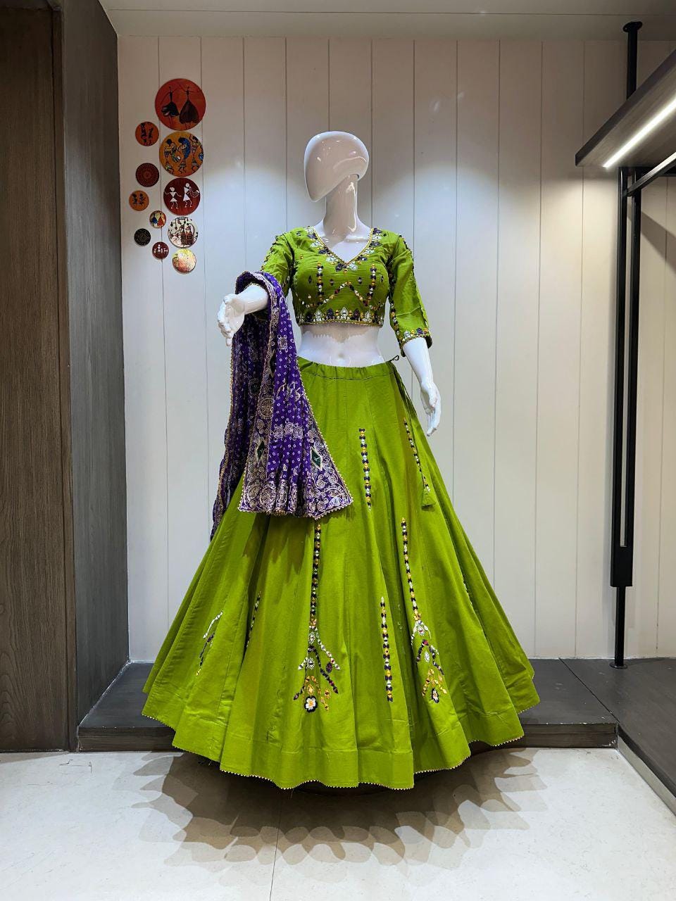 Lurex Khadi Cotton Umbrella With Patching Work Dupatta With Designer Blouse