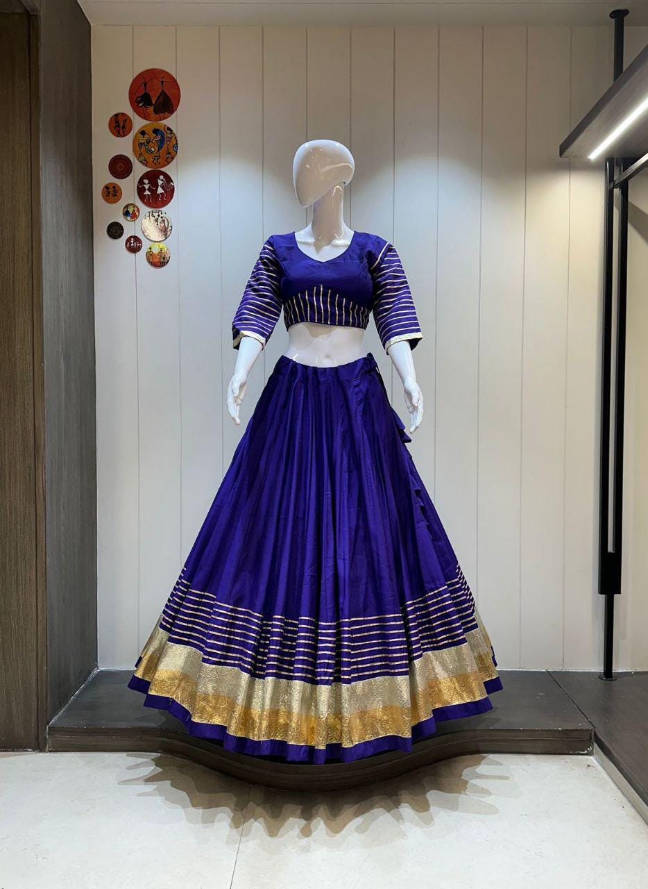 Pure khadi cotton Aari work chaniya choli Lehenga Festival outfit